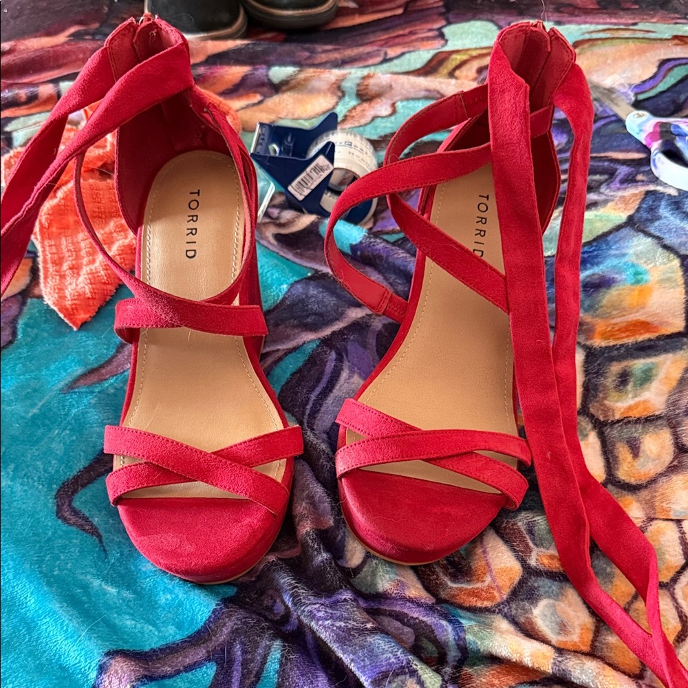 Torrid Red Wrap-Around wedges